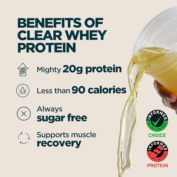 Myprotein Clear Whey Isolate Protein Powder, 20 Servings (1.1lbs) Strawberry, 20g Protein per Serving, Naturally Flavored Drink Mix, Daily Protein Intake for Superior Performance