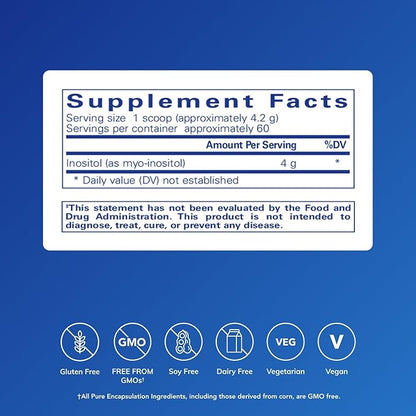 Pure Encapsulations Inositol (Powder) - Supplement to Support Energy, Nervous System & Ovarian Function* - with Myo-Inositol - 8.8 Ounces