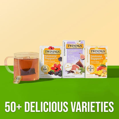 Twinings Superblends Adaptogens Calm with Ashwagandha Fig & Vanilla Flavoured Herbal Tea Caffeine-Free, 18 Tea Bags (Pack of 2), Enjoy Hot or Iced