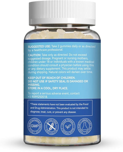 L-Lysine 1000mg Gummies, Chewable Lysine Supplement for Adults, Immune Support, Collagen Formation Support, Vegan, Gluten Free - 60 Counts