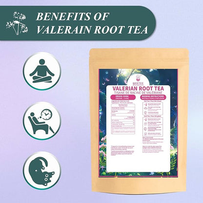 WT WEETEE Valerian Root Tea Bags, Made with Pure Valerian Root (Valeriana), 50 Count Earthy/Woody Herbal Tea Bags, Naturally Caffeine-free