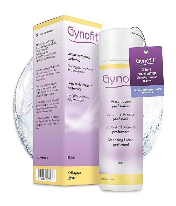 Gynofit Cleansing Lotion (perfumed) – Ensures balanced pH value for Vaginal Health – Protects the Vaginal Skin from drying out & prevents irritation – suitable for long-term, daily use (6.76 Fl Oz)