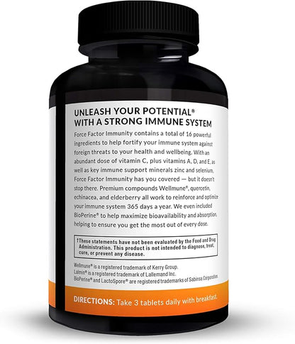 Force Factor Immunity, Immune Support Booster with Elderberry and 1000mg of Vitamin C, Plus Vitamin D, Zinc, Probiotics, Antioxidants, and Echinacea for Immune Health Defense, 90 Count (Pack of 2)
