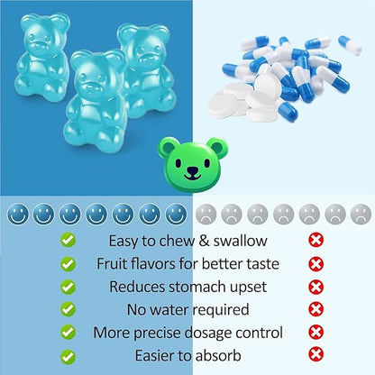 Magnesium Glycinate Gummies 500mg, Sugar-Free for Adults & Kids, Magnesium Gummies for Sleep, Stress & Muscle Relief, Supports Bone & Nerve Health, Vegan, 60 Count, Blueberry Flavor