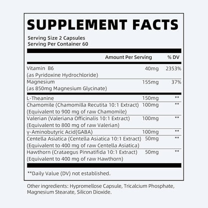 iMATCHME Magnesium Glycinate 850mg Capsules with L-Theanine, Chamomile & GABA for Sleep, Calmness, Muscle, Bone Health & Immune Support, Magnesium for Women and Men, Vegan, High-Absorption, 120 Count