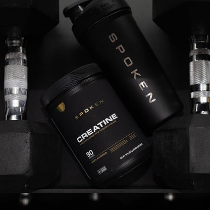 Spoken Nutrition Creatine Monohydrate, Build Lean Muscle Mass and Improve Recovery, Unflavored Powder, 90 Servings, Strength & Performance Support