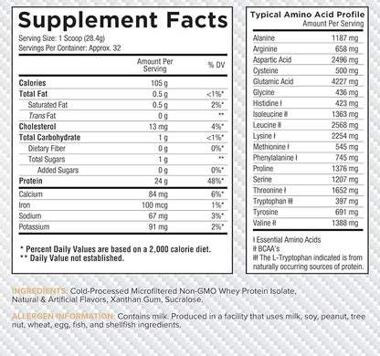 Core Nutritionals ISO Whey Protein Isolate | High-Purity Protein from Whey Isolate | Lean Muscle & Recovery Support | 32 Servings (Vanilla Cake)