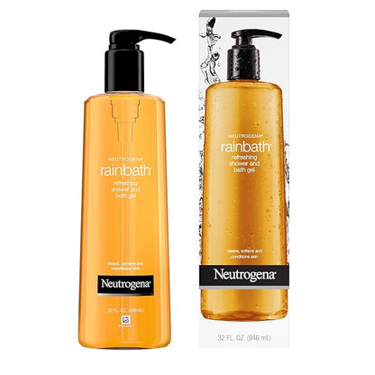 Neutrogena Rainbath Cleansing Shower Gel, Daily Moisturizing Body Wash Cleanser & Shaving Gel for Men & Women, Rinsing Creamy Lather for Softer & Smoother Skin, Original Scent, 32 fl. Oz (Pack of 2)
