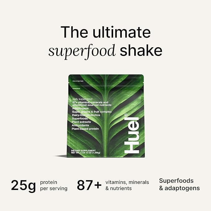 Huel Daily Superblend Chocolate Powder | 25g Plant Based Protein | Super Greens Powder | 87 Vitamins, Minerals, and Wholefood-Sourced Ingredients |19 Servings