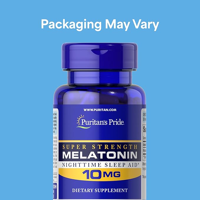 Puritan's Pride Premium Super Strength Melatonin 10mg Sleep Aid, Dietary Supplement for Sound, Restful, & Longer Sleep Support, 4 Month Supply, 120 Rapid Release Capsules, 2 Pack (Packaging May Vary)