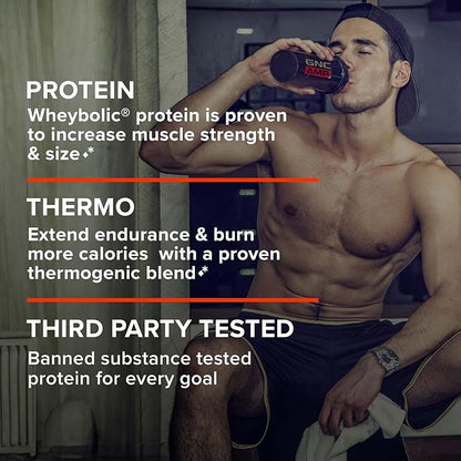 GNC AMP Wheybolic Ripped Protein Powder & Thermogenic Supplement, Increases Muscle Strength & Size, Energy & Endurance, 40g Protein, 6.2g Leucine, 15g EAA, Caffeine, Chocolate Fudge, 9 Serving