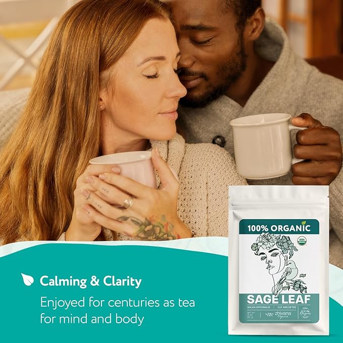 Organic Sage Leaves (3 oz.) - Sage Tea Loose Leaf (Salvia officinalis) – Salvia Tea for Mind & Body Wellness - Focus and Clarity