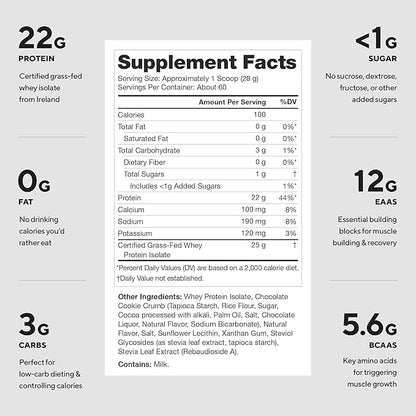 LEGION Whey+ Protein Whey Isolate from Grass Fed Cows (Cookies & Cream, 60 Servings) - Whey Protein Isolate Low Calorie, Non-GMO, Sugar Free, Lactose and Gluten Free, All Natural Protein Powder