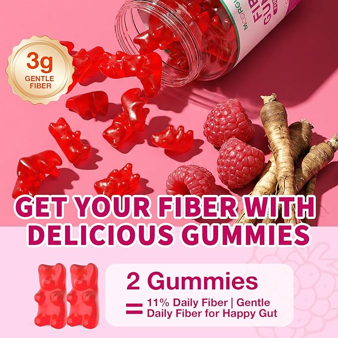 Fiber Gummies for Digestive Health & Regularity, Sugar-Free High Fiber Supplement for Adults & Kids, Soluble Dietary Fiber, Vegan Fiber Supplements for Men & Women, 120 Count