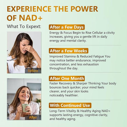 NAD Supplement 1500mg - Liposomal NAD+ Nicotinamide Riboside with Resveratrol, NAD Plus Boosting - Support Cellular Health, Stamina & Healthy Aging for Women & Men- Pack of 2