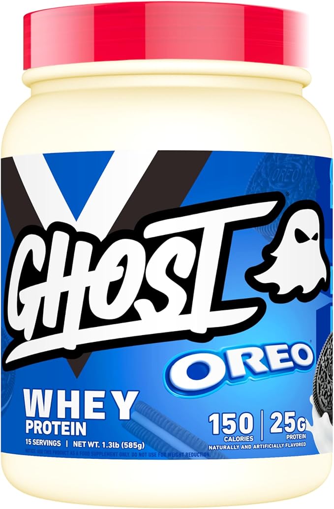 GHOST Whey Protein Powder, Oreo - 1LB Tub, 25G of Protein - Flavored Isolate, Concentrate & Hydrolyzed Whey Protein Blend - Post Workout Shakes