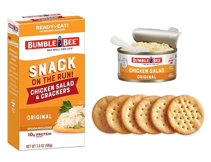 Bumble Bee Snack on the Run Chicken Salad with Crackers Kit, 3.5 oz - Ready to Eat, Spoon Included - Shelf Stable & Convenient Protein Snack (Pack of 4)