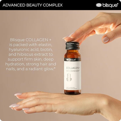 Blisque - Liquid Collagen Tri-Peptide Complex | with Biotin and Hyaluronic Acid | for Hair, Skin, and Nails | 10 Bottles | 10-Day Supply