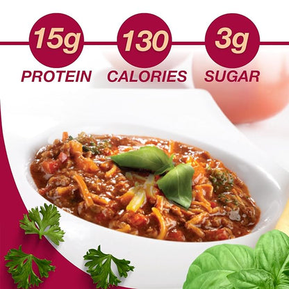 ProtiDIET High Protein Spaghettini Bolognese with Soy Chunks Sauce Mix, Low Fat, Low Sugar, Quick and Easy-to-Prepare Microwavable Protein Pasta to Support an Active Lifestyle -7 Pouches Per Box