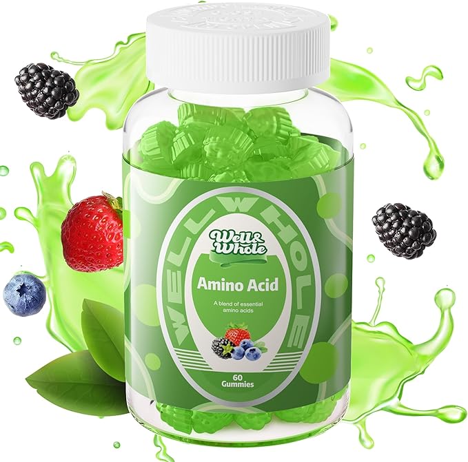 Well&Whole Bcaa Gummies – 9-in-1 EAA Gummies for Women & Men, Energy & Muscle Recovery Support – Amino Acids Supplement, Mixed Berry, 30 Servings