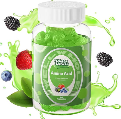 Well&Whole Bcaa Gummies – 9-in-1 EAA Gummies for Women & Men, Energy & Muscle Recovery Support – Amino Acids Supplement, Mixed Berry, 30 Servings