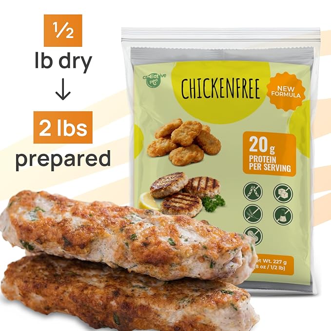 Creative Pea Plant-Based Chicken Style Meat Mix | High Protein Shelf-Stable Vegan Protein | Pea Protein | Just Add Water & Oil | For Burgers, Nuggets, Patties & Kebab | Gluten-Free | 227g