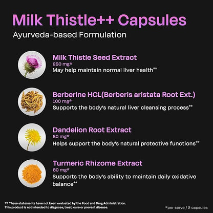 Auric Milk Thistle ++ 60 Capsules | Elite Formula | Daily Wellness Support | Veg Capsules | Gluten-Free | Additive-Free | Plant-Based| 500 mg Actives per Serve