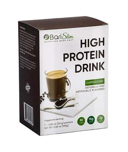 BariSlim Bariatric High Protein Drink Mix - Promotes Muscle Recovery & Healthy Lifestyle - Low Sugar & Low Carb - Ideal for Bariatric Patients & Post-Weight Loss Surgery Support | Cappucinno (9 oz)