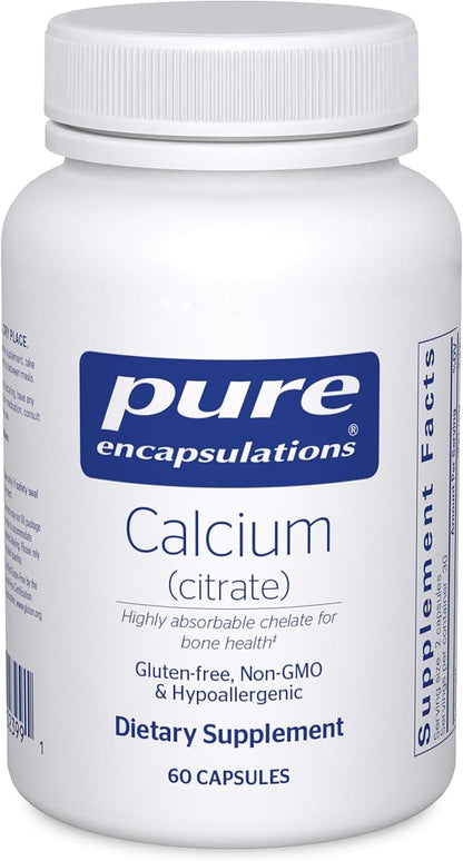 Pure Encapsulations Calcium (Citrate) - Supplement for Bone, Teeth, Colon, and Cardiovascular Health Support* - with Premium Calcium Citrate - 60 Capsules