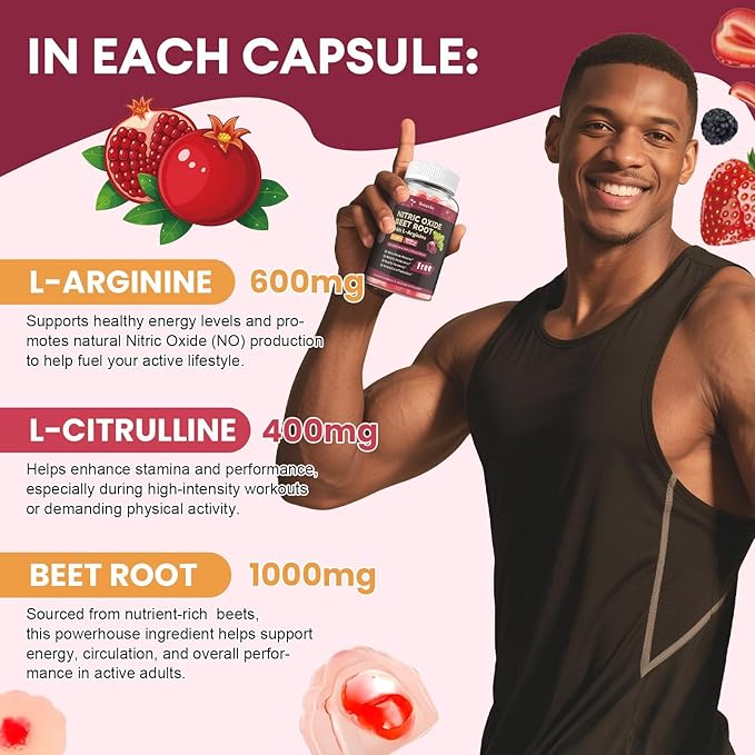 Totaria (2 Packs) Beet Root Gummies - Beetroot Supplement with Grape Seed, Pomegranate, Vitamin C, B12 & B3 - Nitric Oxide Gummies for Heart, Energy, Muscle & Circulation Support Vegan, Non-GMO