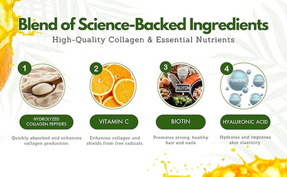 Best liquid collagen (mango flavor) US made & Lab tested sugar free premium peptides for women & men. powerful 10000 mcg Biotin+ 8000 mg hydrolyzed for anti aging glowing skin hair, nail+ joint-16floz