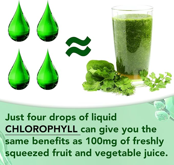 Liquid Chlorophyll Drops, Chlorophyll Liquid Drops, Body Deodorizing, Supports for Odor Balance, Natural Body Freshness, Body Odor Control, Fresh Breath, 60ml.