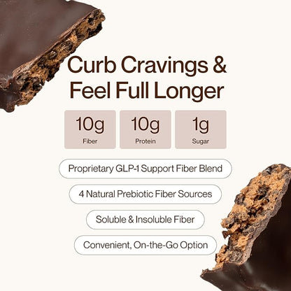 Supergut GLP-1 Boosting Prebiotic Bars, Chocolate Brownie - Gut Healthy Protein Snacks & Breakfast Bars - Keto-Friendly Meal Replacement Energy Bars (12 Count)