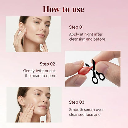 HKH Peptide Serum Capsules for Face: 48 Caps Anti-Aging & Firming Skin with Astaxanthin and Niacinamide - Antioxidant Serum for Smoothing Fine Lines - Even Tone for 30+ Women - Travel-Friendly