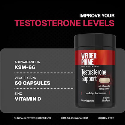 Weider Prime | Support for Men | - Supports Energy, Strength, Focus, Stress, Lean Muscle - 60 Capsules
