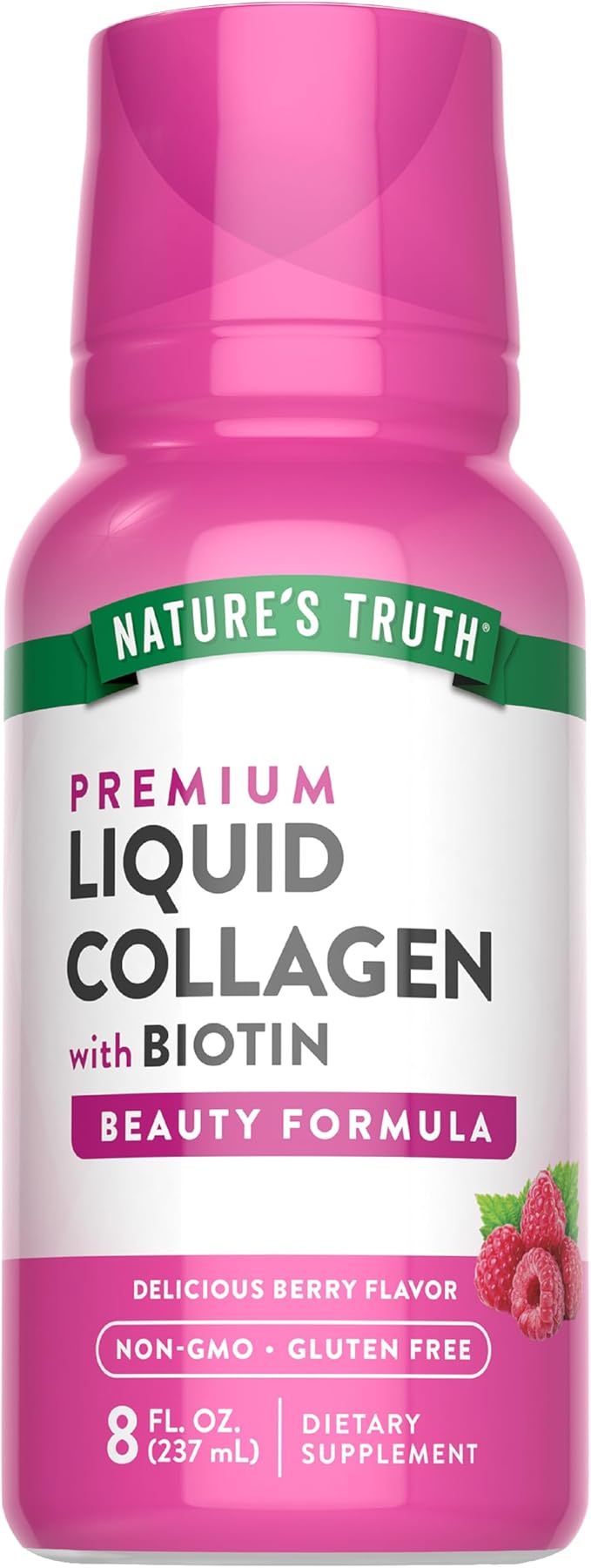 Nature's Truth Liquid Collagen Supplement with Biotin | Type 1 & 3 | Berry Flavor | 8 fl oz | Non-GMO & Gluten Free