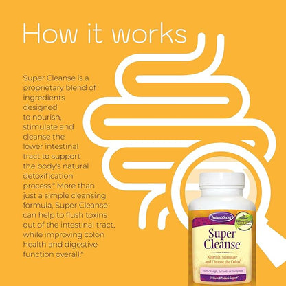 Nature’s Secret Super Cleanse - Extra Strength Colon Cleanse with 14 Herbs & Probiotic Support - Promotes Gut Health Detox Cleanse & Digestive Support Gentle Elimination Formula - 100 Tablets (2 Pack)