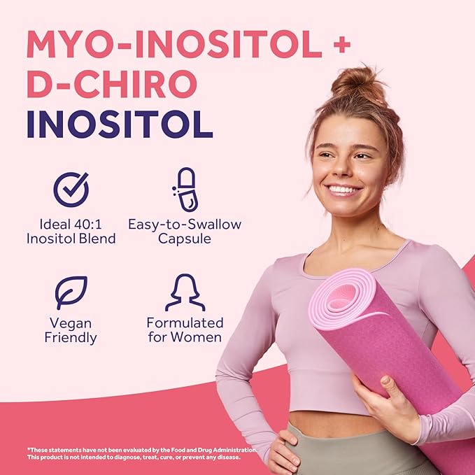 Doctor's Recipes Inositol Supplement for Women, Myo-Inositol & D-Chiro Inositol Capsules 2050mg per Serving, Ideal 40:1 Blend, 60 Vegan Caps