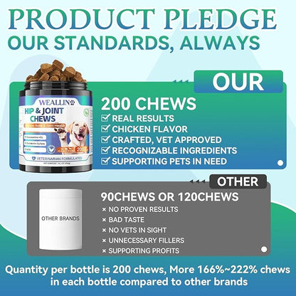 Joint Supplement for Dogs - Dog Joint Supplement Glucosamine Hip and Joint Chondroitin Chews Treats for Dogs with MSM Lipid Mussels Vitamins Dog Joint Support for All Breed 200pcs