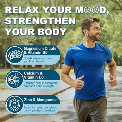 Magnesium Citrate Gummies 500mg for Women Men Sugar Free, Magnesium Citrate for Constipation & Bloated | Chelated Magnesium Supplement w/ B6 for Mood, Calm | Calcium Magnesium for Bone & Muscle,120cts