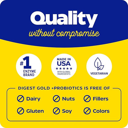 Enzymedica Digest Gold + Probiotics, 2-in-1 Digestive Enzymes & Probiotic Support, Promotes Gut Health with 1 Billion Active Cultures, 45 Capsules