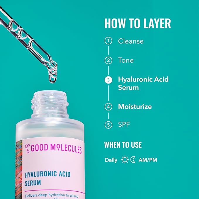 Good Molecules Hyaluronic Acid Serum Pack 3 – 30 ml Each | 1% Hyaluronic Acid, Non-Greasy Ultra Hydrating Serum, Facial Moisturizer for Plumper Skin, Skin Care for Face