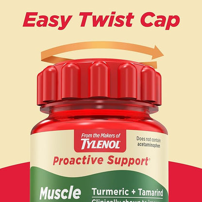 Tylenol Proactive Support* Muscle & Joint Supplement, Drug-Free Daily Turmeric Supplement + Tamarind + Cucumber Extract, Improves Joint Comfort & Flexibility in 5 Days*, 30 ct (Pack of 2)