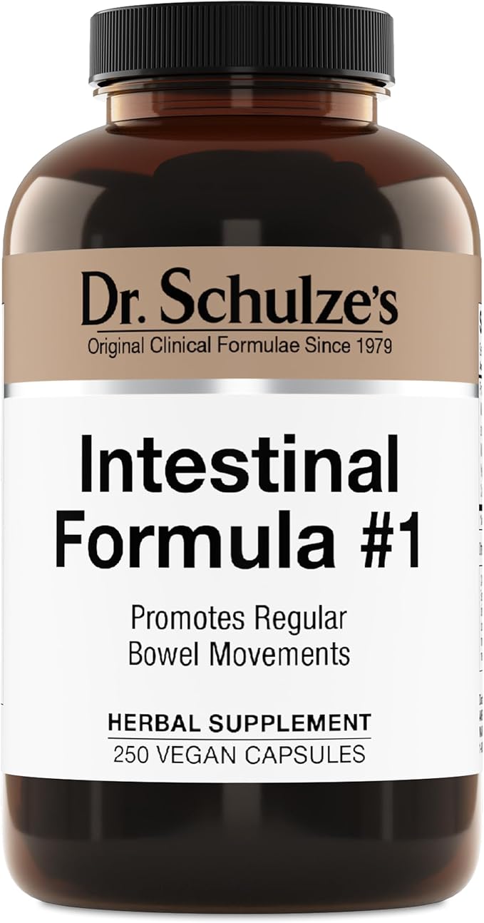 Dr. Schulze's Intestinal Formula #1 - Bowel Movement Supplement for Colon Health Support - Bloating & Constipation Aid - Intestinal Cleanse - All-Natural - Plant-Based - Vegan - 250 Count