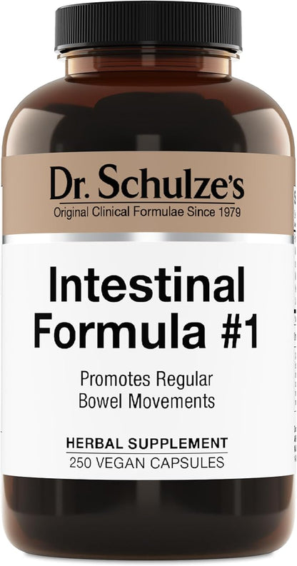 Dr. Schulze's Intestinal Formula #1 - Bowel Movement Supplement for Colon Health Support - Bloating & Constipation Aid - Intestinal Cleanse - All-Natural - Plant-Based - Vegan - 250 Count