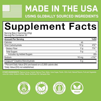 SteelFit Creapure Creatine Monohydrate Gummies for Men & Women, Lemon Lime - Gym Workout Nutritional Supplements for Muscle Gain, Brain Health & Strength Building Dietary Supplement, 120 Gummies