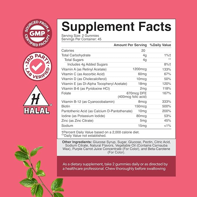 Delicious Daily Multivitamin for Women Gummies - Women's Multivitamin Gummies for Adults Energy and Immunity - Gummy Vitamins for Women's Health and Wellness - Non-GMO Gluten Free and Halal 90 Count