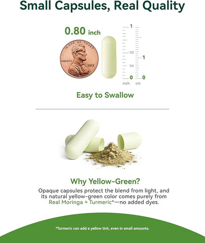 Moringa Capsules 1000mg, Moringa Leaf Extract 10:1, Complete Green Superfood, for Energy, Sleep, Immune & Gut Health, Veg Capsules 120 Count, All-Natural, Non-GMO, Made in USA