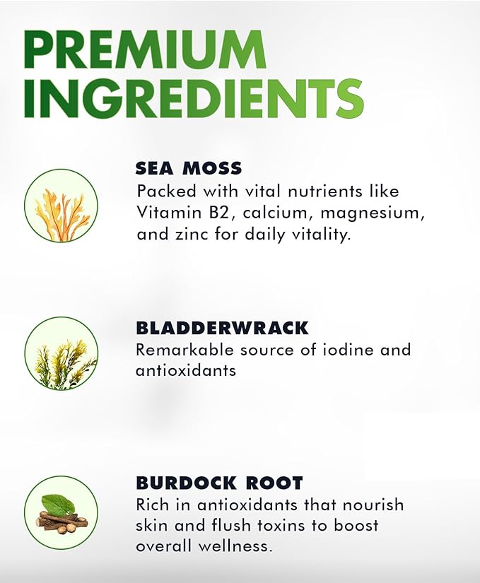BIO VITALICA Sea Moss Gummies – with Bladderwrack & Burdock Root – Wildcrafted Gel + Powder – Vegan, Keto, Non-GMO, Gluten-Free – Fruity Mineral-Rich Gummies – 50 Count (2 Pack)
