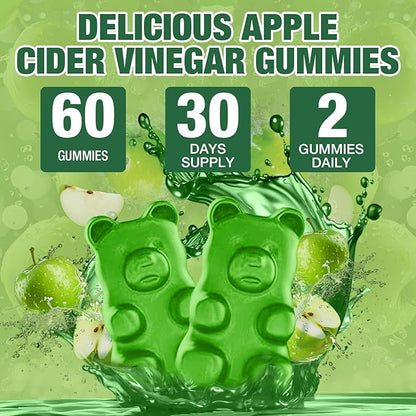 Apple Cider Vinegar Gummies, 1000mg ACV Gummies with The Mother & B12, Apple Cider Vinegar for Digestion, Metabolism, Gut & Energy Support, Immune Health, Keto-Friendly, Vegan, Non-GMO, 60 Count